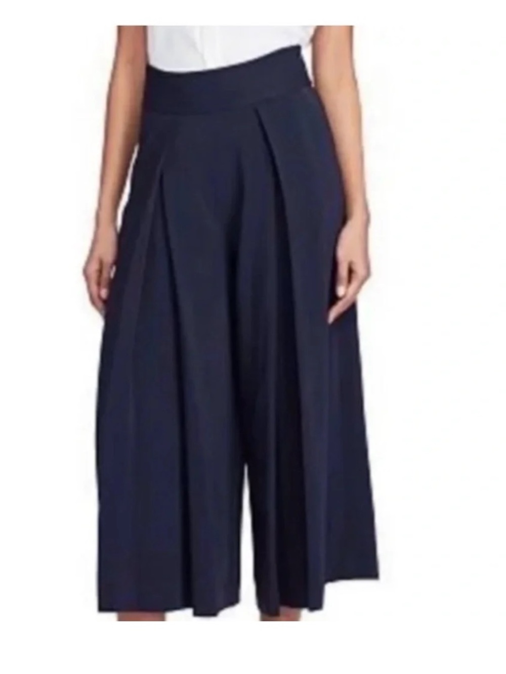 Polo Ralph Lauren high waist Wide-Leg Pleated Culotte Pants in navy blue